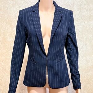 H&M Dark Blue Pinstripe Blazer business casual jacket suit size 6/36